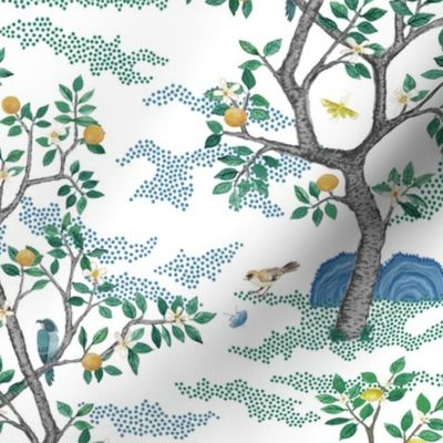 Smaller Multi Citrus Grove Toile White