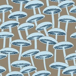 Mushrooms - Cloud Mushrooms with Navy Gills on Brown