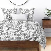 Griege and White Citrus Grove Toile