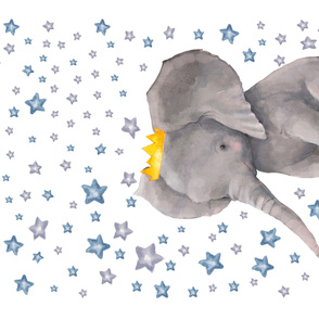 56"x36" Baby Boy Elephant with Surrounding Stars