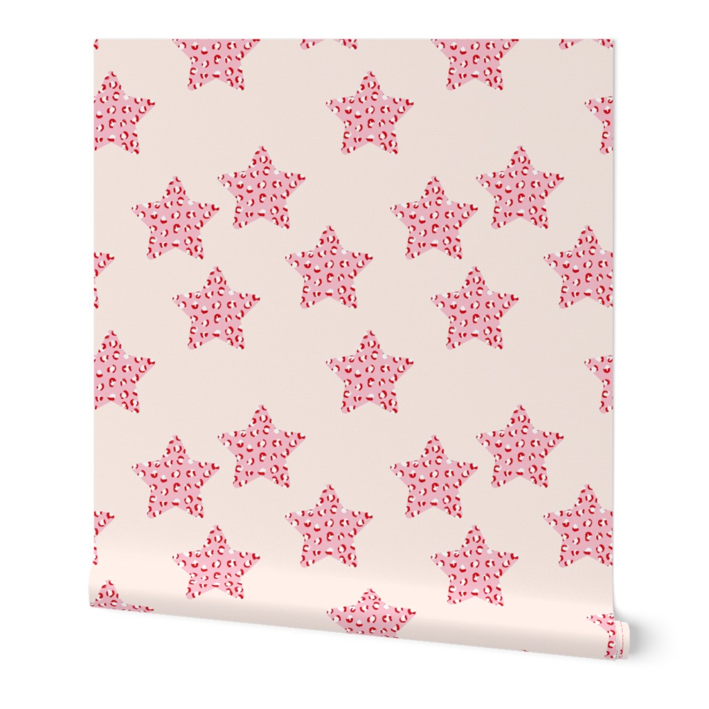 Leopard print stars seasonal Christmas animal print pastel pink girls nursery