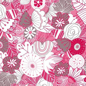 Whimsical Summer Floral - Hot Pink