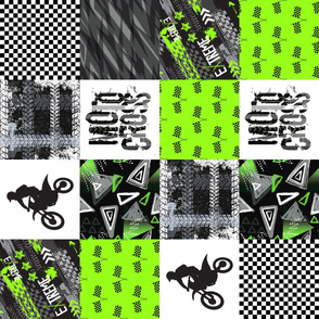 MotoCross Wholecloth Quilt - Grunge - Cheater Quilt - Patchwork Quilt - Moto2_Rotated