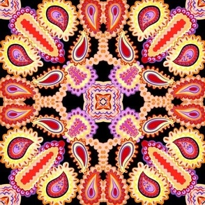 Paisley Kaleidoscope with Purple and Yellow