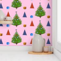 Christmas Tree, Traditional.  Candy Pink 