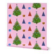Christmas Tree, Traditional.  Candy Pink 