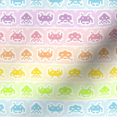 Pastel Rainbow Space Invaders