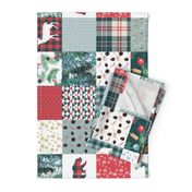 Christmas patchwork baby blanket red green bears deers plaid 