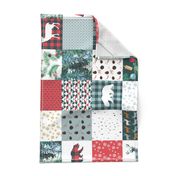 Christmas patchwork baby blanket red green bears deers plaid 