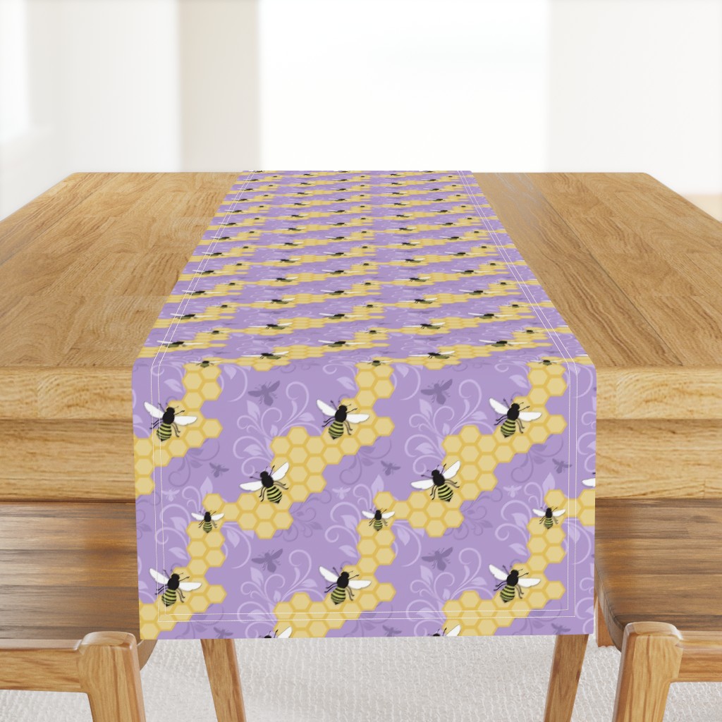 Purple Honeycomb Bee Pattern - Small Scale