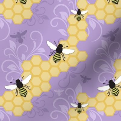 Purple Honeycomb Bee Pattern - Small Scale