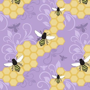 Purple Honeycomb Bee Pattern - Small Scale