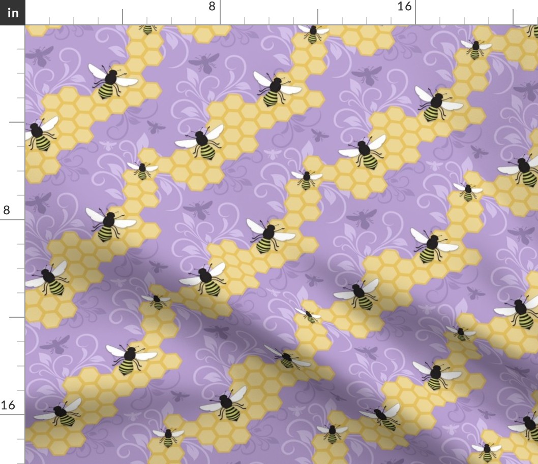 Purple Honeycomb Bee Pattern - Small Scale