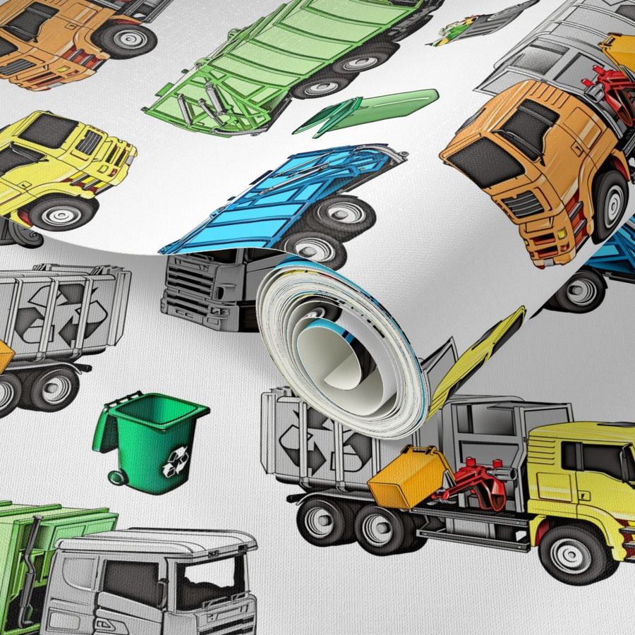 Garbage truck of fran6 white - Camion po | Spoonflower