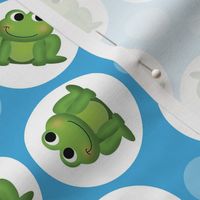 Cute Frog Pattern on Blue