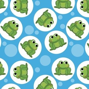 Cute Frog Pattern on Blue