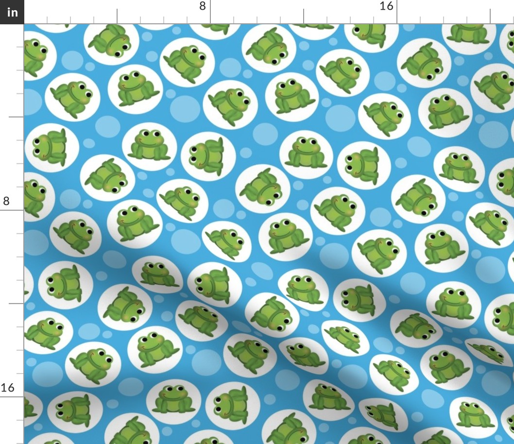 Cute Frog Pattern on Blue