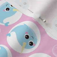 Cute Narwhal Bubble Pattern Pink