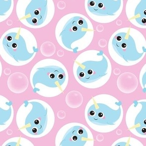 Cute Narwhal Bubble Pattern Pink