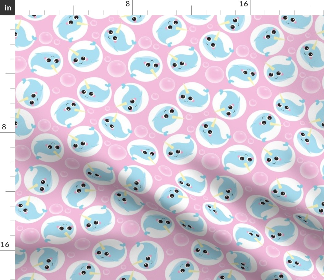 Cute Narwhal Bubble Pattern Pink
