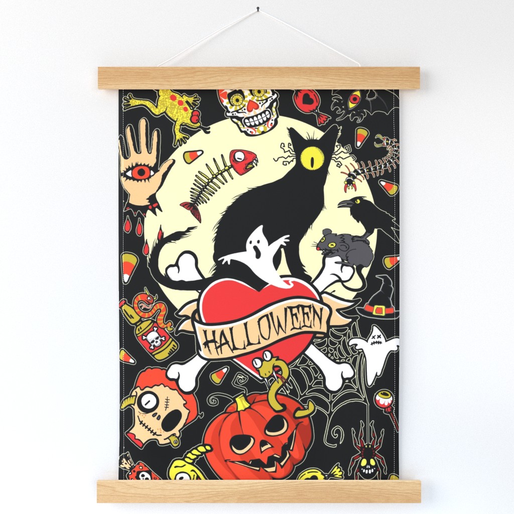 Happy Halloween Tea Towel (black)