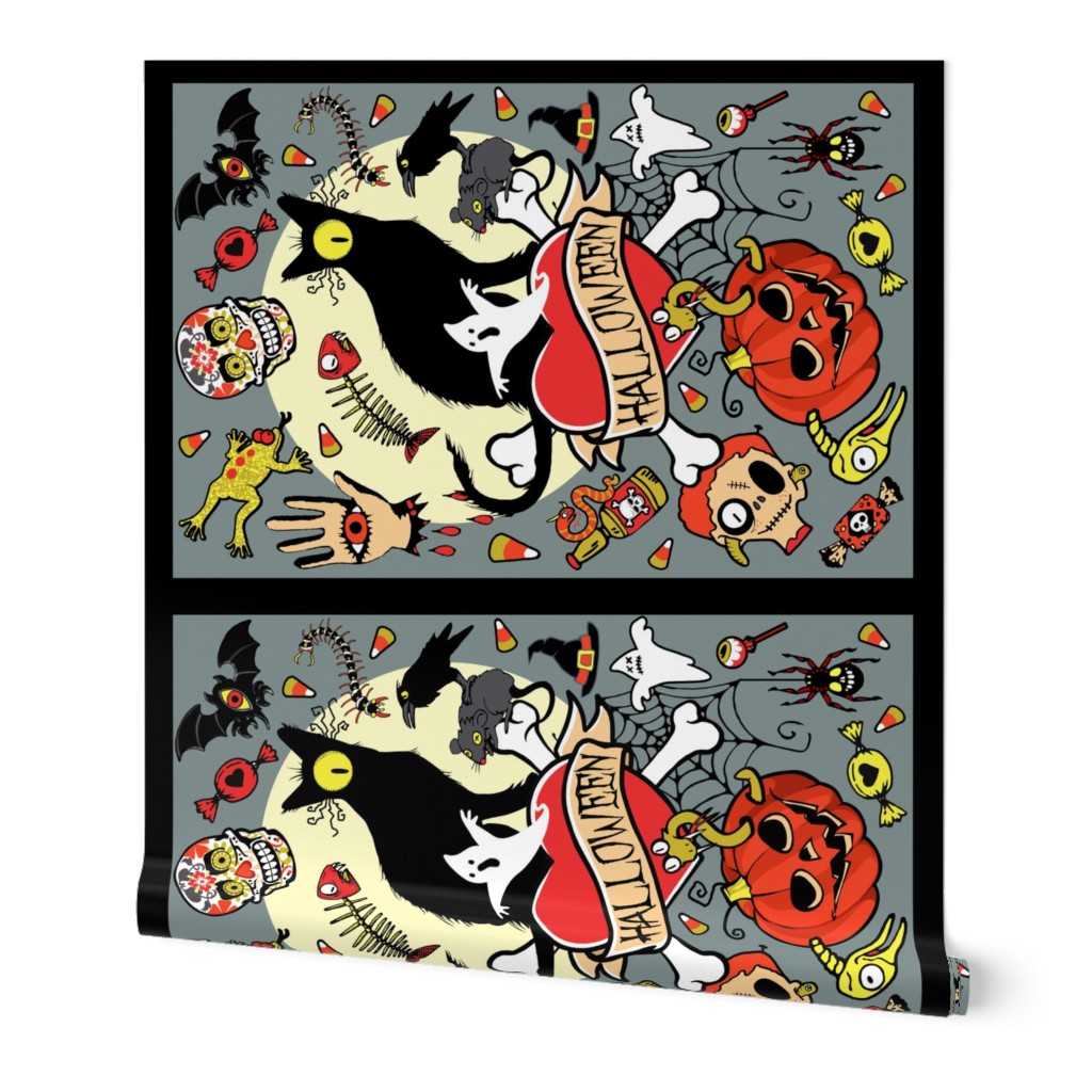 Happy Halloween Tea Towel (grey)