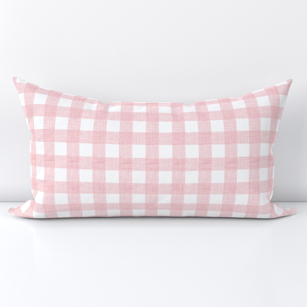 pink linen checker - 1 inch