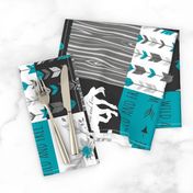 Horse Patchwork - Be Brave - Teal,  Black, Grey, White-ch