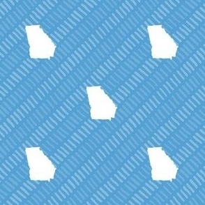 Georgia State Shape Outline Light Blue and White Stripes