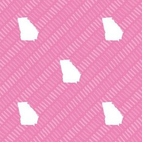 Georgia State Shape Outline Pink and White Stripes