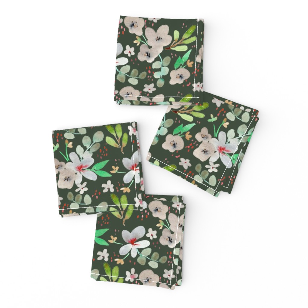 christmas floral dark green