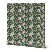 christmas floral dark green