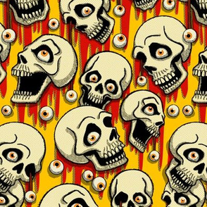 Halloween Skulls & Eyeballs - Yellow