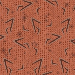 Stellar Zone: Coppertone & Terracotta MCM Atomic Boomerangs Starbursts, Mod, Mid Century Modern 