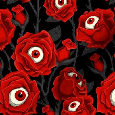 Halloween Roses & Eyeballs - Black