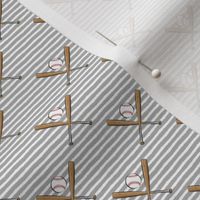 (3/4" scale) baseball bats on stripes (grey) C19BS