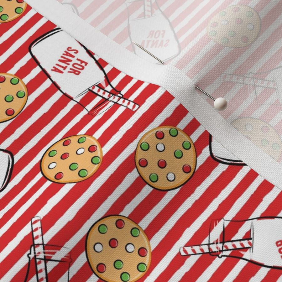 (2"  scale) milk and cookies for santa - red stripes C19BS