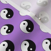 One Inch Black and White Yin Yang Symbols on Lavender Purple