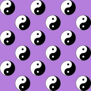 One Inch Black and White Yin Yang Symbols on Lavender Purple