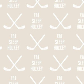eat sleep hockey - cross sticks - light beige C19BS