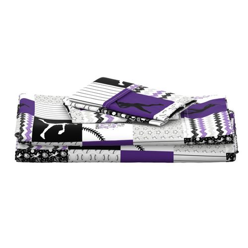 Softball//Dirt & Bling//Purple - Wholecloth Cheater Quilt