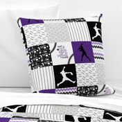 Softball//Dirt & Bling//Purple - Wholecloth Cheater Quilt