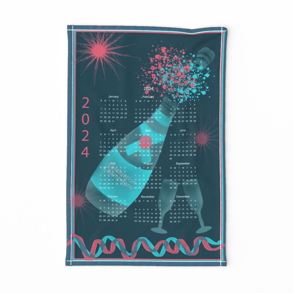 2024 Celebration Champagne.Tea Towel