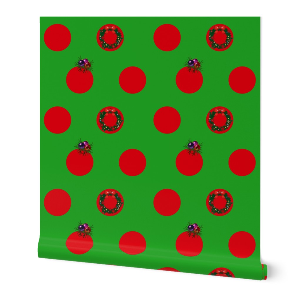 Red Spots on Green - Christmas