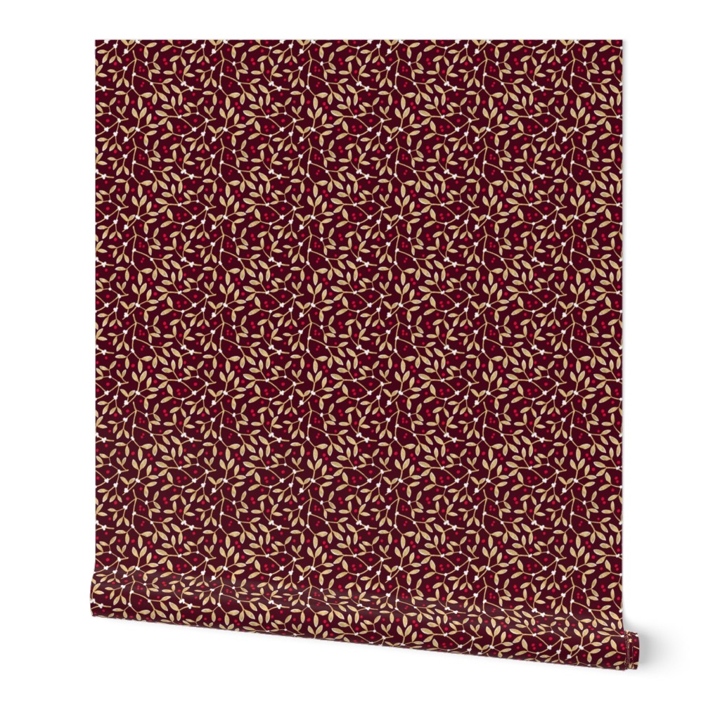 Mistletoe Dark Red and Faux Gold