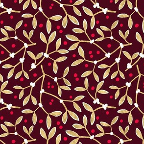 Mistletoe Dark Red and Faux Gold