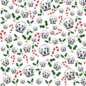 Goldendoodle dog print fabric Christmas