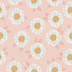 daisy fabric - sfx1404 blush - nursery fabric, floral fabric, earth toned fabric, trendy floral fabric, baby bedding fabric 