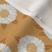 daisy fabric - sfx1144 oak leaf - nursery fabric, floral fabric, earth toned fabric, trendy floral fabric, baby bedding fabric 