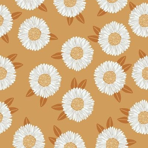 daisy fabric - sfx1144 oak leaf - nursery fabric, floral fabric, earth toned fabric, trendy floral fabric, baby bedding fabric 